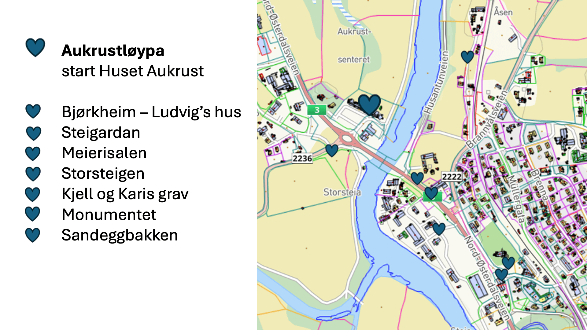 Kart over Aukrustløypa